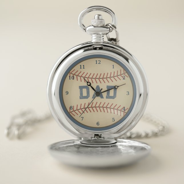 Blue Baseball Dad Pocket Watch (Inside)