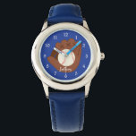 Blue Baseball Mitt Kids Watch<br><div class="desc">Perfect for the boy who loves baseball, this watch has an image of a baseball glove with a baseball at the center. Your child's name is in white at the bottom, and the white numbers make the watch easy to read. Everything is placed on a blue background. The movable bezel...</div>