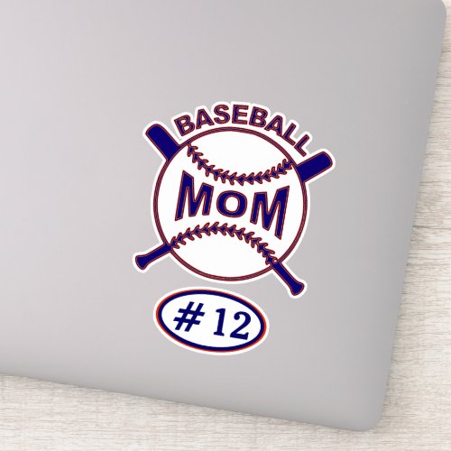 Blue Baseball Mom Contour Sticker