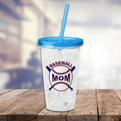 Blue Baseball Mom Personalized Acrylic Tumbler