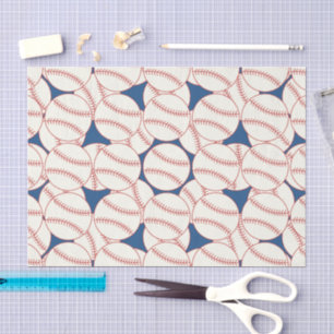 Blue Baseball Pattern Tissue Paper