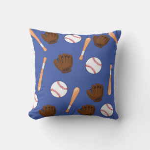 Blue Baseball Sports Theme Throw Pillow