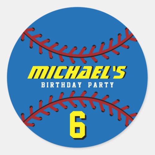 Blue Baseball Sticker Sports Kids Birthday Party