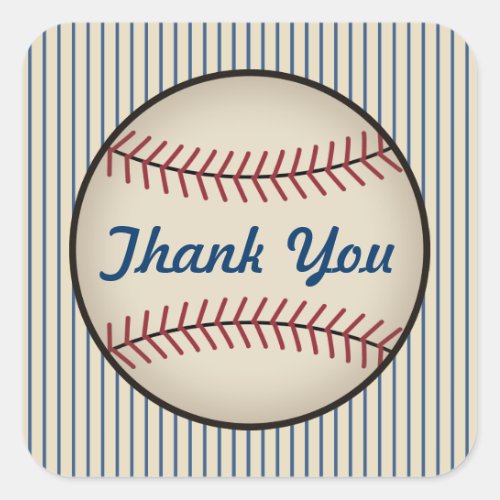 Blue Baseball Thank You Stickers