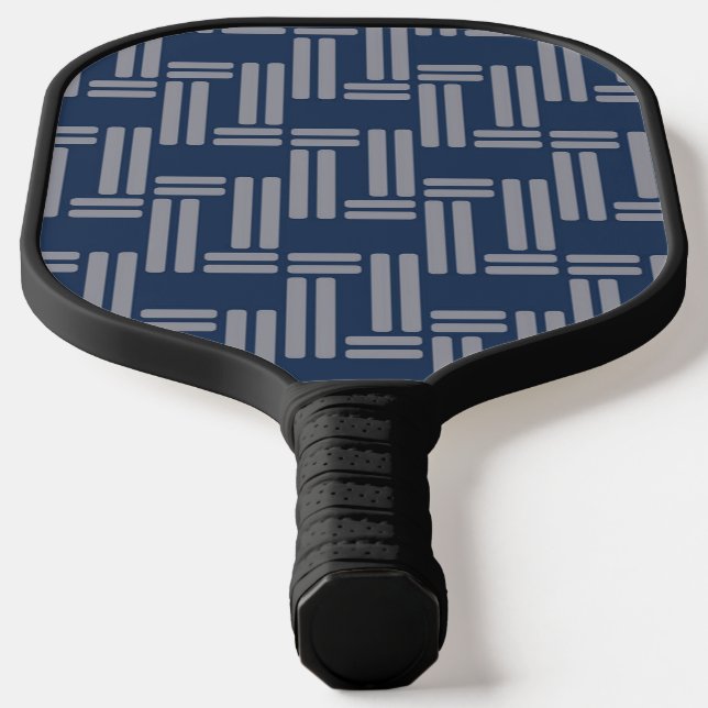 Blue Basket Weave Pattern Japanese Style Pickleball Paddle (Laydown)