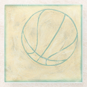 Blue Basketball by Chariklia Zarris Glass Coaster