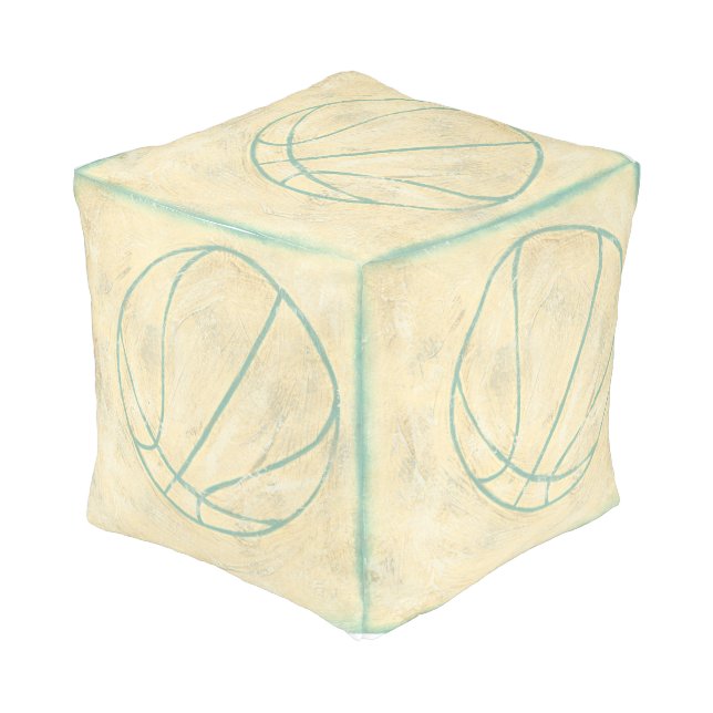 Blue Basketball by Chariklia Zarris Pouf (Angled Front)