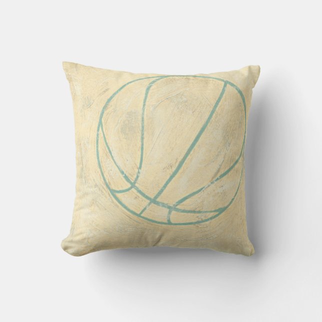 Blue Basketball by Chariklia Zarris Throw Pillow (Front)
