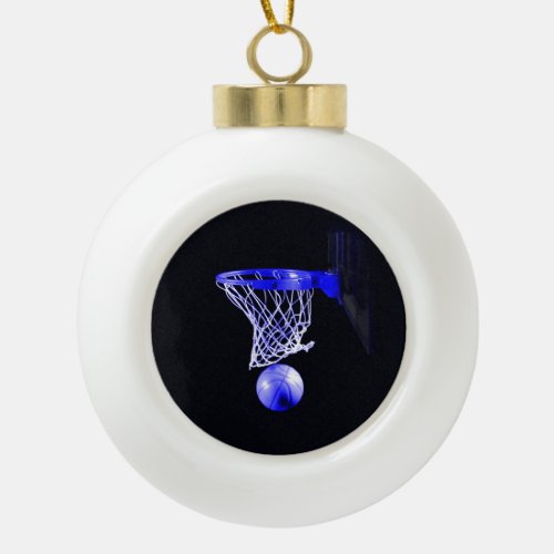 Blue Basketball Ceramic Ball Christmas Ornament