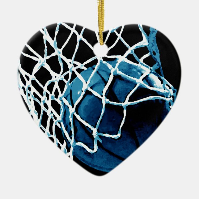 Blue Basketball Ceramic Ornament (Front)