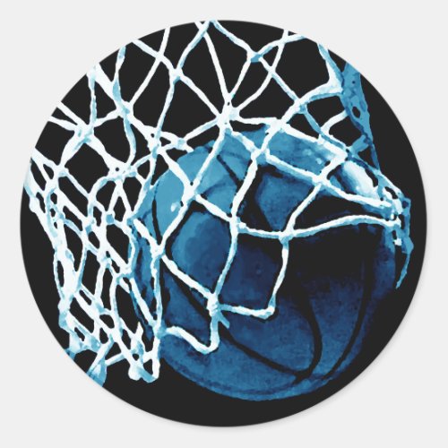 Blue Basketball Classic Round Sticker