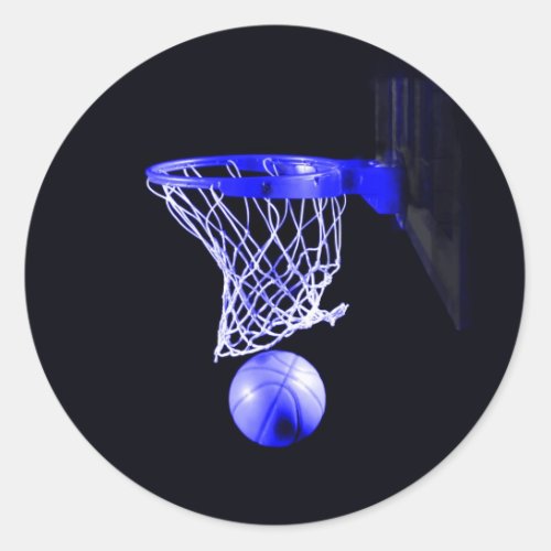 Blue Basketball Classic Round Sticker