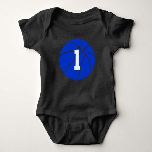 Blue Basketball Custom Jersey Number Baby Bodysuit