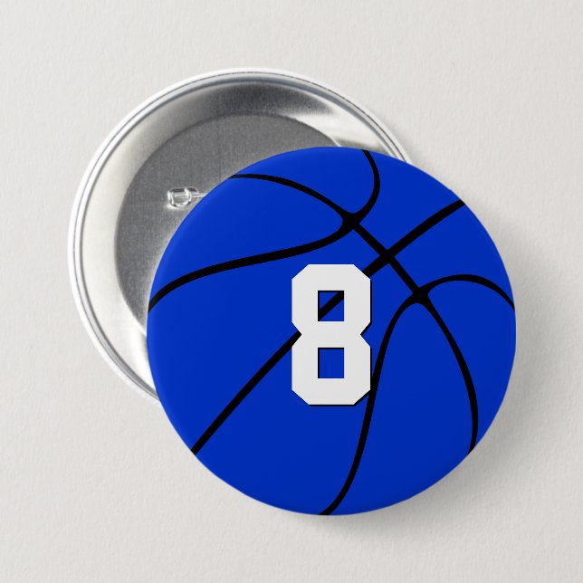 Blue Basketball Custom Player Jersey Number Sports Button (Front & Back)