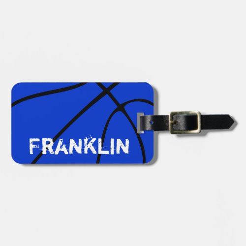 Blue Basketball Custom Player or Team Name Luggage Tag