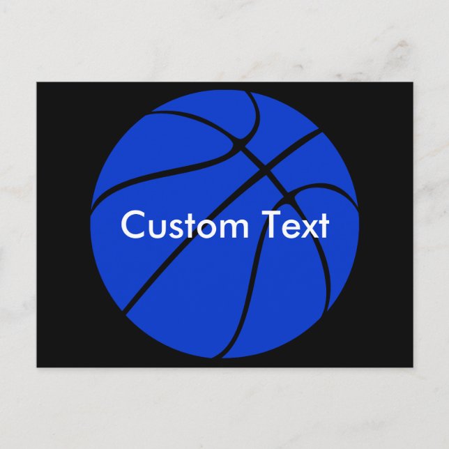 Blue Basketball Custom Team Name or Text Sports Postcard (Front)