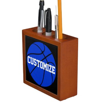 Blue Basketball Custom Team Or Player Name / Text Pencil Holder by SoccerMomsDepot at Zazzle