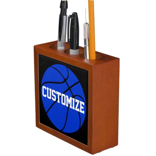 Blue Basketball Custom Team or Player Name  Text Pencil Holder