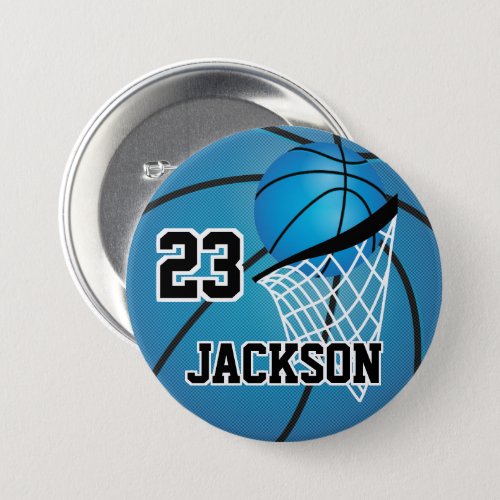 Blue Basketball Design  Personalize Button