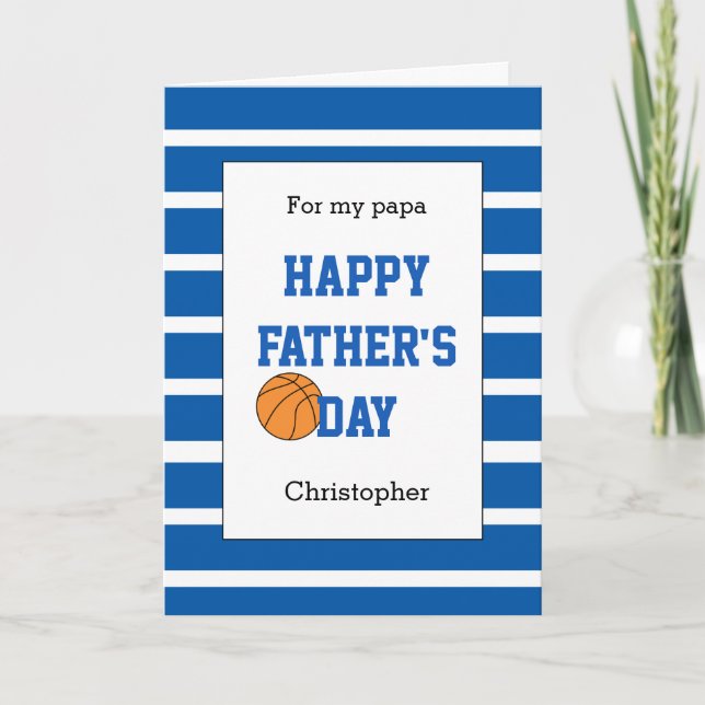 Blue Basketball Father's Day for my Papa Card (Front)