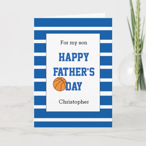 Blue Basketball Fathers Day for my Son Card