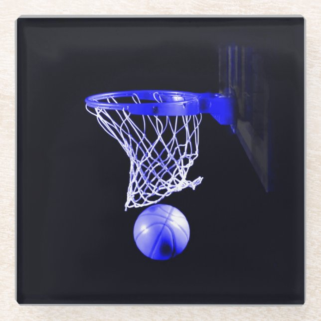 Blue Basketball Glass Coaster (Front)