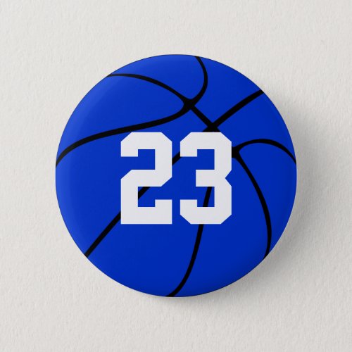 Blue Basketball Jersey Number Round Button
