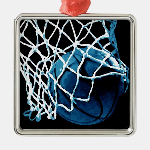 Blue Basketball Metal Ornament