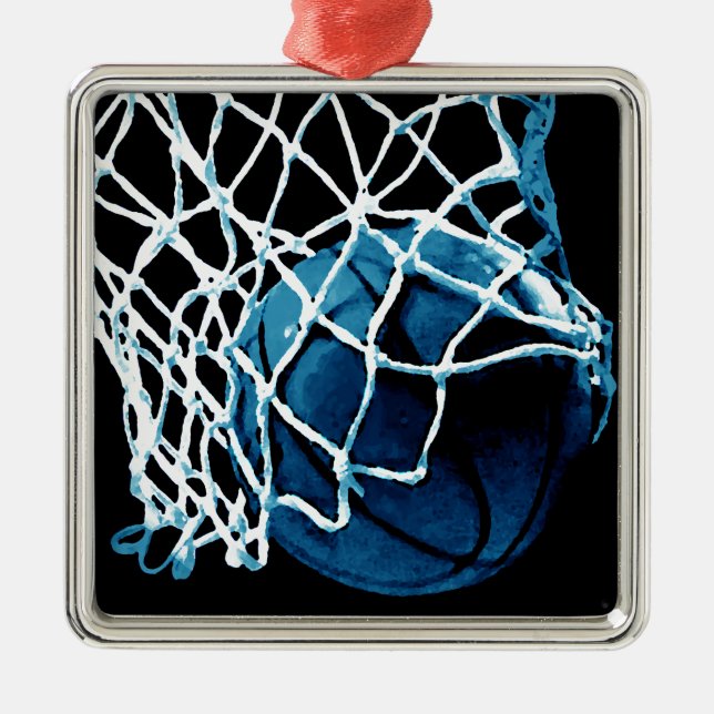 Blue Basketball Metal Ornament (Front)