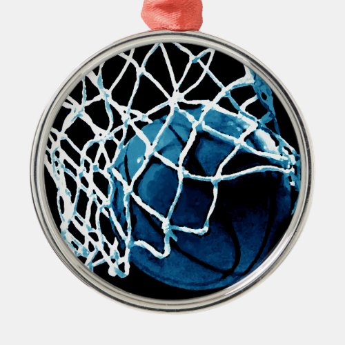 Blue Basketball Metal Ornament