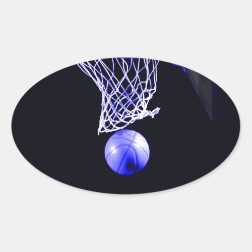 Blue Basketball Oval Sticker