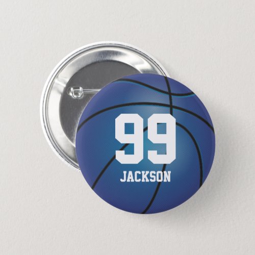 Blue Basketball  Personalize  Button