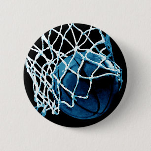 Blue Basketball Pinback Button