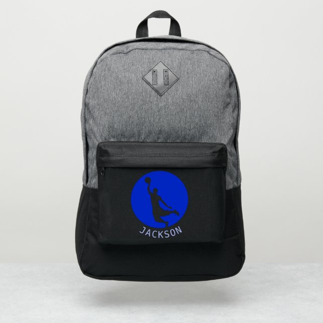 Blue Basketball Player Circle Personalized Port Authority® Backpack (Front)