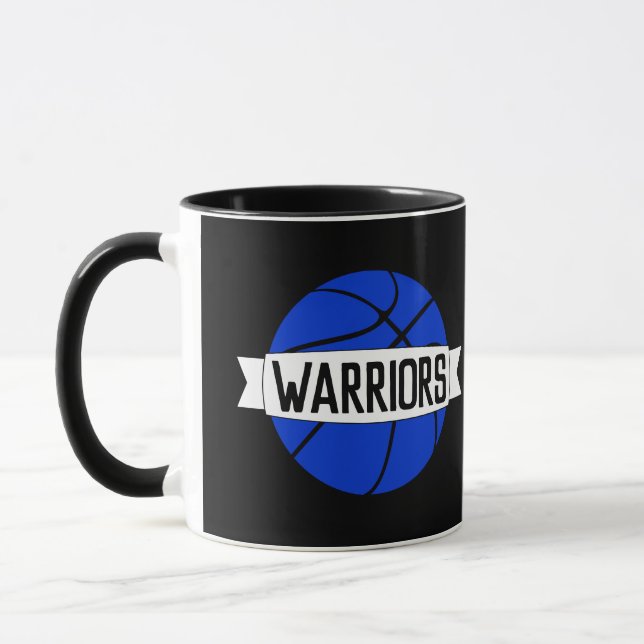 Blue Basketball Player/Coach Custom Team Name Mug (Left)
