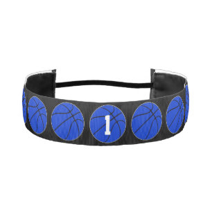 Blue Basketball Player Custom Jersey Number Girls Athletic Headband