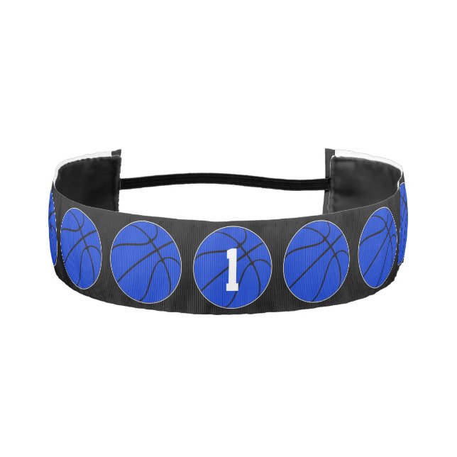 Blue Basketball Player Custom Jersey Number Girls Athletic Headband (Front)