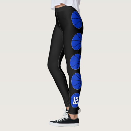 Blue Basketball Player Custom Jersey Number Sports Leggings