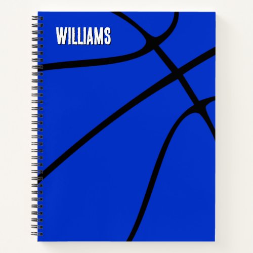 Blue Basketball Player Name or Text Custom Sports Notebook