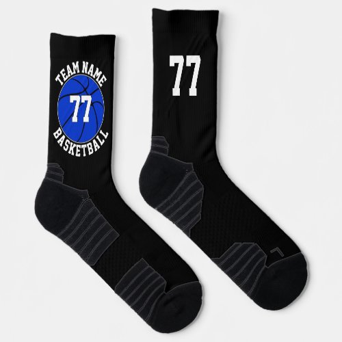Blue Basketball Player Team Name and Number Sports Socks