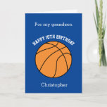 Blue Basketball Sport 10th Birthday Card<br><div class="desc">A blue basketball birthday card for grandson, son, nephew, etc. You will be able to easily personalize the front with his name. The inside reads a birthday message, which you can easily edit as well. You can personalize the back of this basketball birthday card with the year. This would make...</div>