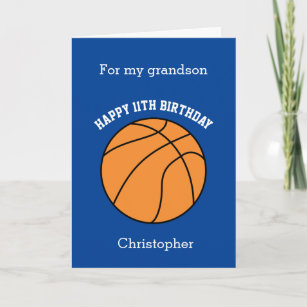 Blue Basketball Sports 11th Birthday Card