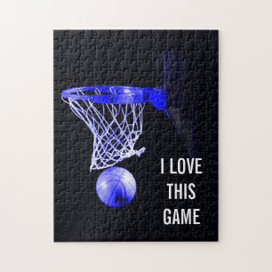 Blue Basketball - Sports Illustration Art Jigsaw Puzzle