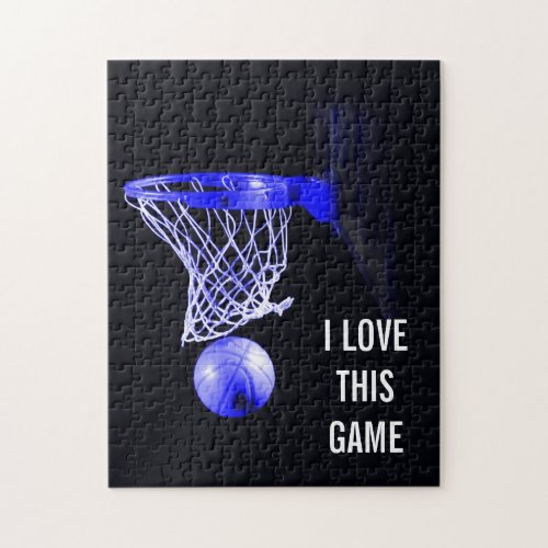 Blue Basketball _ Sports Illustration Art Jigsaw Puzzle