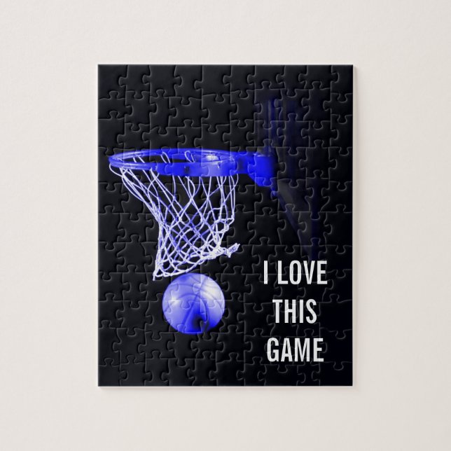 Blue Basketball - Sports Illustration Art Jigsaw Puzzle (Vertical)