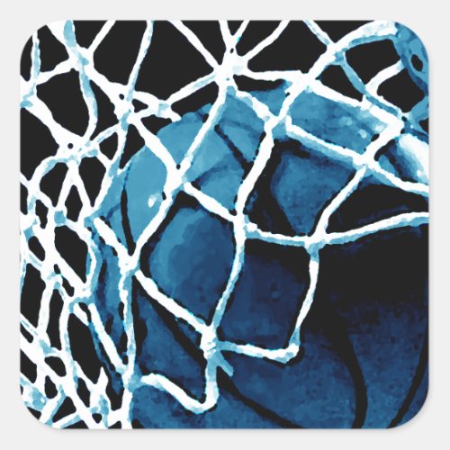 Blue Basketball Square Sticker