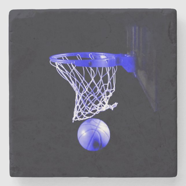 Blue Basketball Stone Coaster (Front)