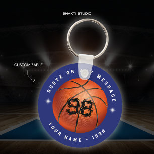 Blue Basketball Team Spirit Court Style Keychain