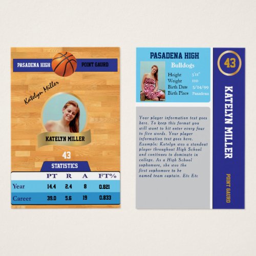Blue Basketball Trading Sports Card w Autograph