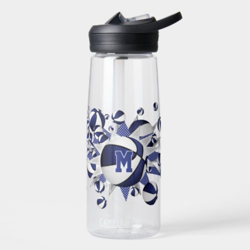 blue basketballs stars girls personalized water bottle